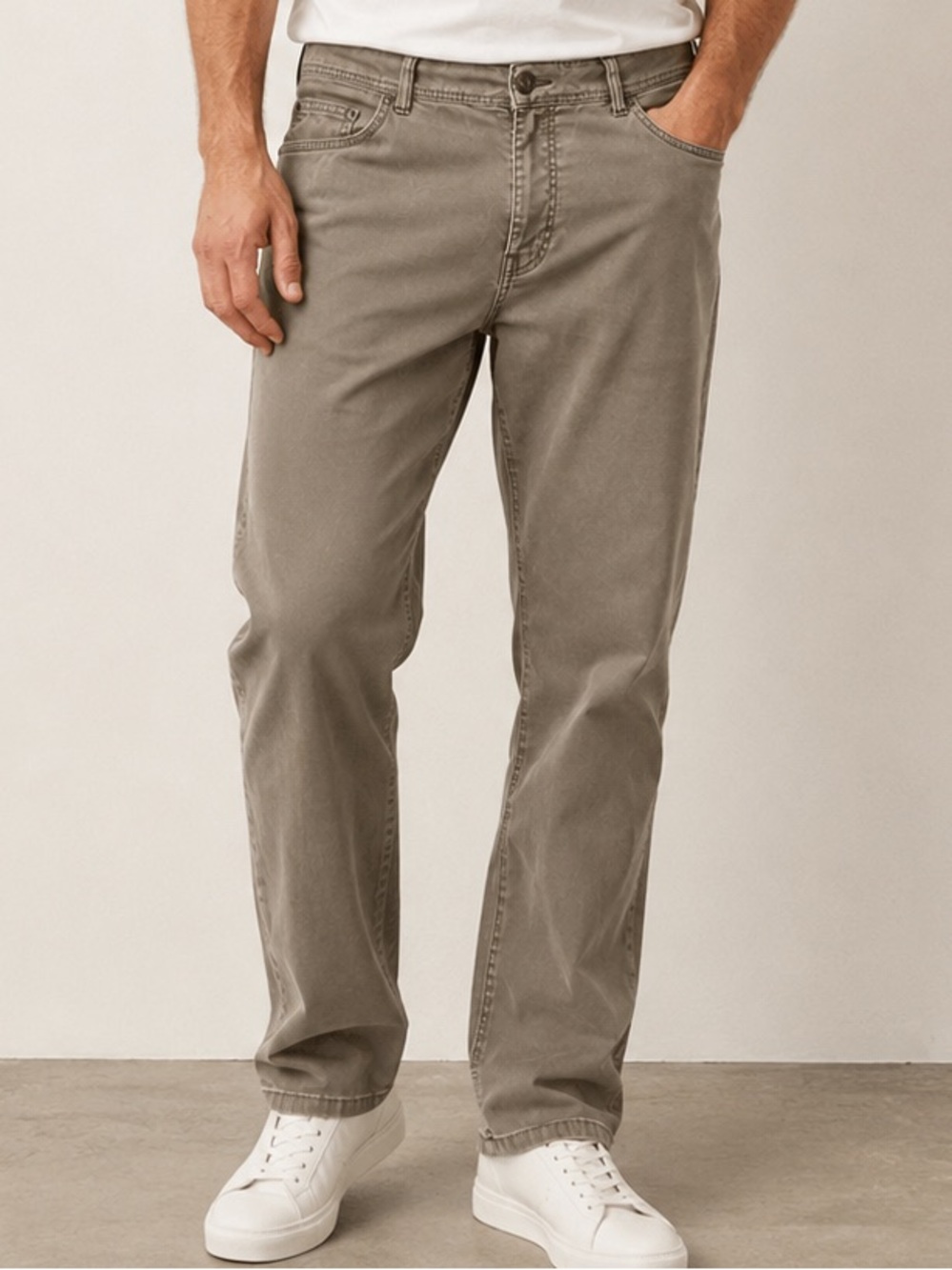 Brax Cooper Fancy Taupe Brown Straight Leg Pants 38x32 EU 52